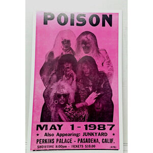 Vintage 1987 Poster - Concert - Poison - Perkins Palace Pasadena Ca
